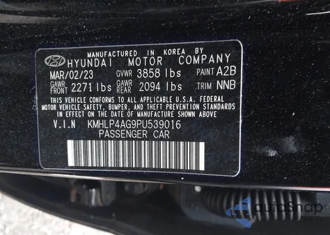 2023 Hyundai Elantra Limited z USA, uszkodzony, nr VIN KMHLP4AG9PU539016